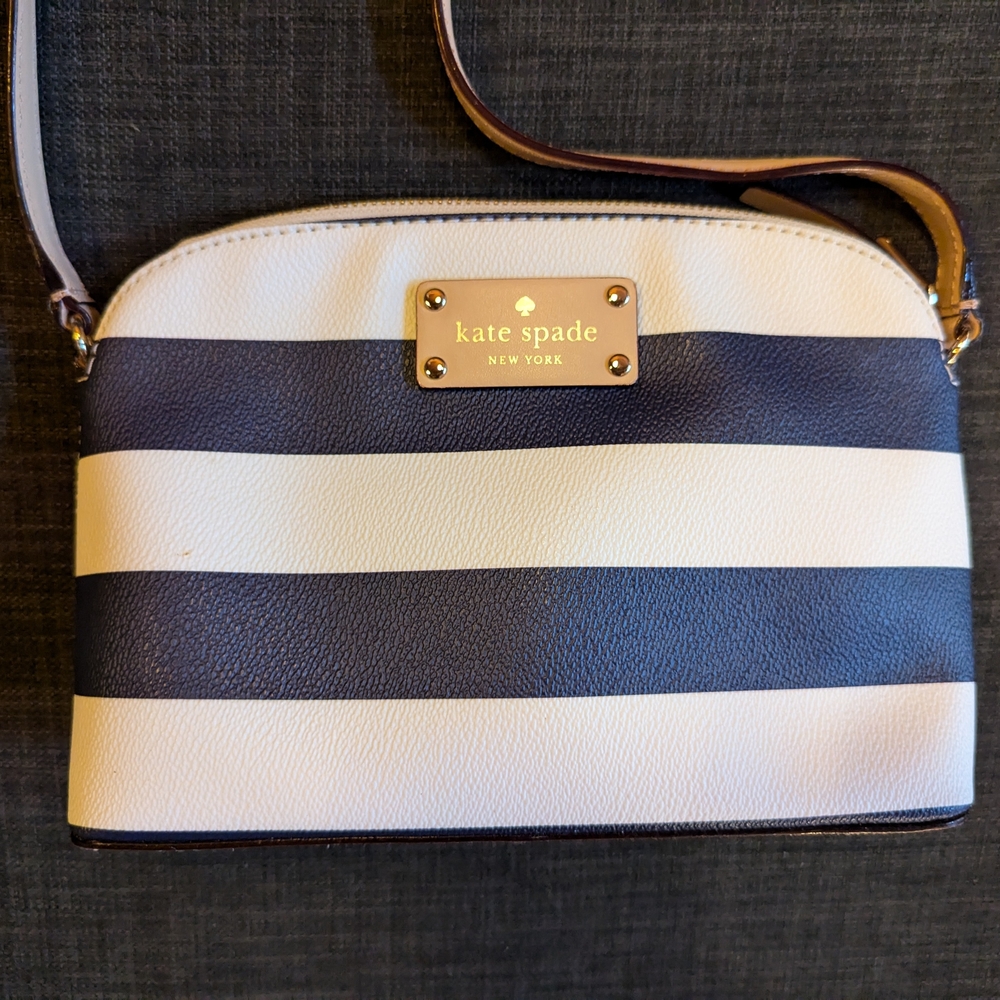 Matching Blue and White Striped Kate Spade Crossbody Purse and Wallet - Picture 2 of 7